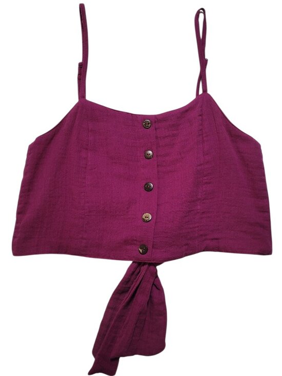 Lotus and Luna Tops - Lotus & Luna Cruisin Crop Top Viva Magenta Cotton Gauze Boho Top Large Coastal